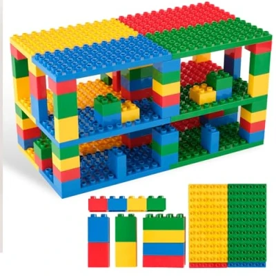Immagine di Strictly Briks mattoncini giocattolo per bambini e neonati, set di grandi classici piastre base, pioli dai 3 anni in su, colori 96 pezzi