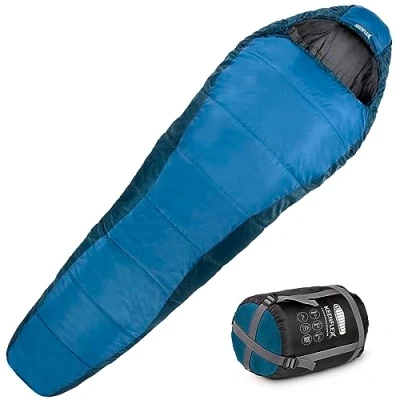 Immagine di KEENFLEX Sacco a pelo 3 4 stagioni mummia (Blue +7.0 C)