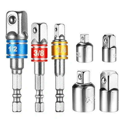 Immagine di Power Hand Tools Impact Adapter e Reducer Set Extension Trasforma il trapano elettrico in un cacciavite ad alta velocità. 1/4 &quot;, 3/8&quot; 1/2 &quot;Drive