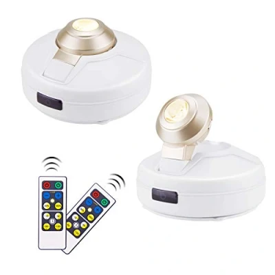 Immagine di HONWELL Lampada da parete a LED con interruttore, dimmerabile, funzionamento batteria telecomando, timer, illuminazione per bersaglio, immagini, soffitto, cucina, armadio, corridoio, 2 pezzi