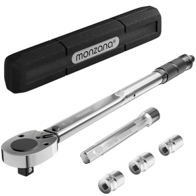 Immagine di Monzana® Set di Chiavi Dinamometriche 6 pz. 40 210Nm 1/2 &#039; CV Incl. 3 Bussole Prolunga Valigetta Chiave Officina