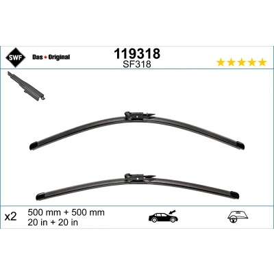 Immagine di Spazzola tergi Swf Visioflex 119318 anteriore Senza telaio BMW: 1 Hatchback, Coupe, Cabrio