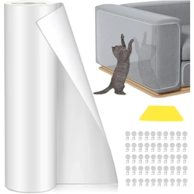 Immagine di protezione Divano graffi Gatto 40x500CM, Antigraffio Autoadesive Pellicola Trasparente, porta cane e gatti, Anti Graffio Protector per mobili, divano, porta, parete