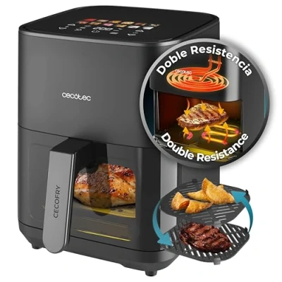 Immagine di Cecotec Friggitrice ad Aria 4L Air Fryer Cecofry&amp;Grill Duoheat 4000. 1900W, 3in1: Friggitrice, Grill, Piastra. 10 Menù, Doppia Temp 40 200C, Cottura uniforme e veloce, Cucina sana gustosa