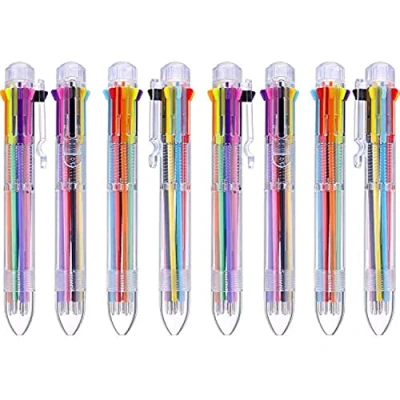 Immagine di 16 Pezzi Penna Multicolore 8 in 1 Penne a Sfera Retrattili Colori Trasparente Barile per Ufficio Scuola Forniture Regalo di Studenti Bambini