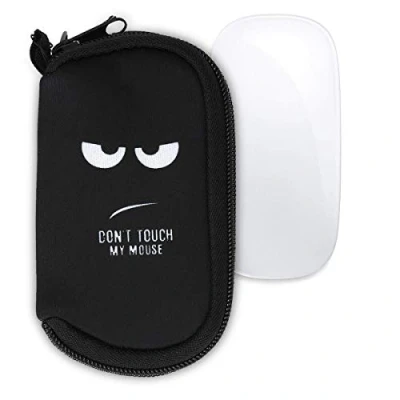 Immagine di kwmobile Custodia Mouse Wireless Compatibile con Apple Magic 1/2 Neoprene Astuccio Porta PC Gaming Don&#039;t Touch My