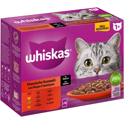 Immagine di Whiskas 1+ buste 12 x 85 g Alimento umido per gatto Selezione Classica in Salsa