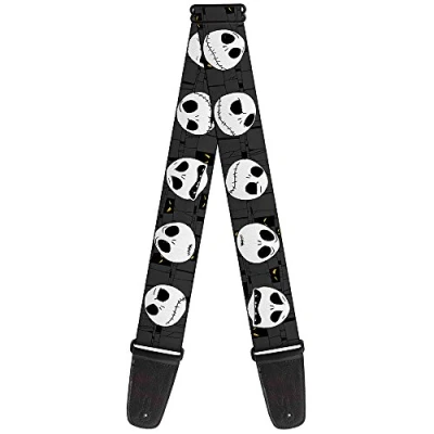 Immagine di Buckle Down GS WDY033 Tracolla per chitarra, motivo: Nightmare Before Christmas Jack Expressions grigio 5,1 cm di larghezza 73,7 137,2 lunghezza