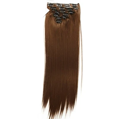 Immagine di CAISHA XL 60cm Estensioni A Clip SET Da 7 Pezzi Liscio Dei Capelli Resistenti Al Calore Pezzo Di Marrone Medio CE12