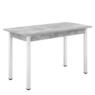 Immagine di [en.casa] Tavolo da Pranzo Rettangolare 120 x 60 cm con Gambe in Acciaio Cucina fino a 4 Posti Design Moderno Effetto Cemento/Bianco