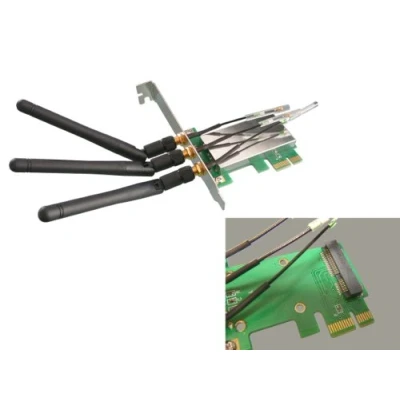 Immagine di KALEA INFORMATIQUE Adattatore da Mini PCI EXPRESS a EXPRESS, per il montaggio di una scheda MiniPCIe in uno slot PCIe, con antenna l&#039;utilizzo schede wireless.