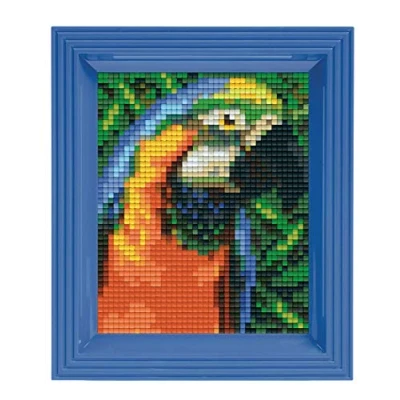 Immagine di Pixel Uccelli P31328 Pappagallo da Regalo a Mosaico, Immagine Cornice, Sistema innesto facilissimo, Senza Stirare o incollare, sassolini in bioplastica, Multicolore, ca. 10 x 12 cm