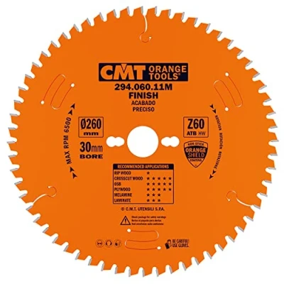 Immagine di CMT Orange Tools 294.060.11M LAMA CIRCOLARE UNIVERSALE HW 260x2.5/1.8x30 Z60 ATB 5 NEG, nero