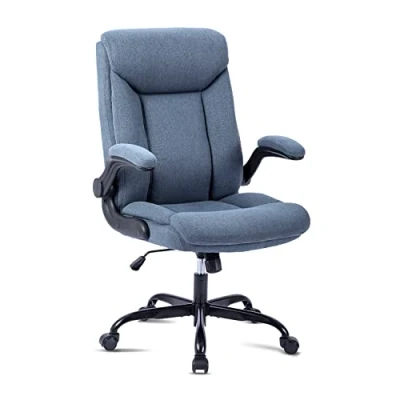 Immagine di MZLEE sedia da ufficio ergonomica per computer, scrivania girevole con braccioli ribaltabili, regolabile in altezza, comoda ufficio, casa, gioco (blu navy)