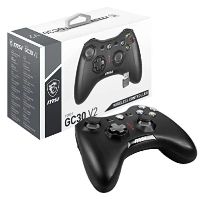Immagine di MSI FORCE GC30 V2 Wireless PC Gamepad Controller 2.4 GHz, batteria Li Ion 600mAh, coperture D Pad sostituibili, due motori a vibrazione, USB 2.0 cablato/wireless