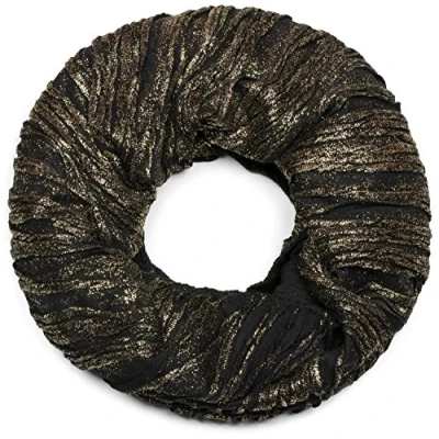 Immagine di styleBREAKER sciarpa scaldacollo con pieghe e brillantini all over, sciarpa, foulard, da donna 01017077, colore:Nero/Oro