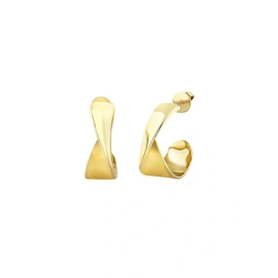 Immagine di Breil, Collezione Retwist, Orecchini Donna Hoop in Acciaio Lucido IP Gold, con Forma Fluida e Sinuosa, Pratica Chiusura a Farfalla, Idee Regalo Donna, 23 mm, Colore Gold
