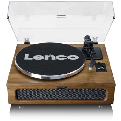 Immagine di Lenco Giradischi LS 410 Bluetooth altoparlante integrato 40 Watt RMS trasmissione a cinghia preamplificatore RCA Out e AUX in legno 410WA marrone
