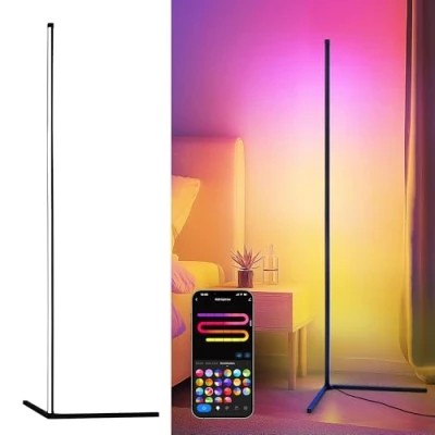 Immagine di LuminexDesigns Lampada da Terra LED Dimmabile 150cm Staccabile Nera con RGBIC 16 Milioni di Colori, Modalità Musicale, Timer e 300 Scena per un&#039;Illuminazione Perfetta del Soggiorno