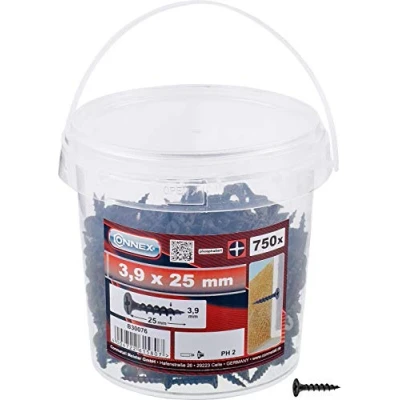 Immagine di CONNEX, B30076, Viti del muro a secco 3,9 x 25 fosfato, 750 g in un secchio