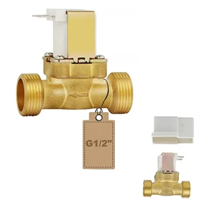 Immagine di EXLECO Elettrovalvola a Solenoide G1/2&quot; DC 12V Elettrica in Ottone Normalmente Chiusa per Acqua N/C