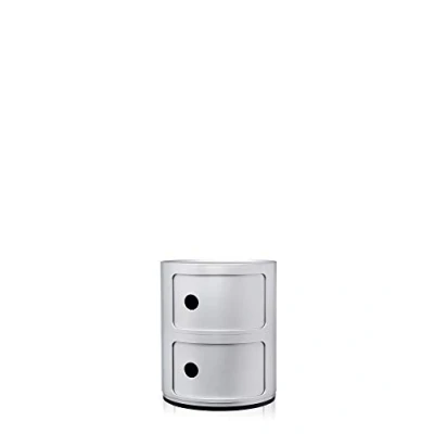 Immagine di Kartell Componibili Contenitore 2 Elementi, Base Tonda, ABS, Argento, 32 x 40 cm