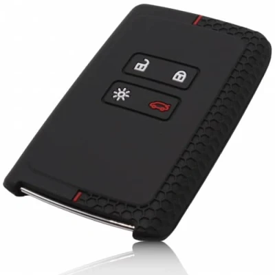 Immagine di FOAMO Cover in silicone compatibile con Renault a 4 tasti Smartkey (solo Keyless Go), colore nero/rosso