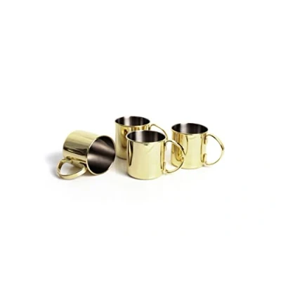 Immagine di ECHTWERK Set di 4 bicchieri rame infrangibili in acciaio inossidabile Ideali per gin, vodka, birra e bevande fredde Confezione regalo Edizione oro 480 ml