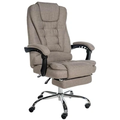 Immagine di CLP Poltrona Ufficio Oxygen Super Imbottita in Similpelle O Stoffa I Sedia Ergonomica Direzionale con Poggiapiedi E Braccioli, Colore:Tortora, Materiale:Stoffa