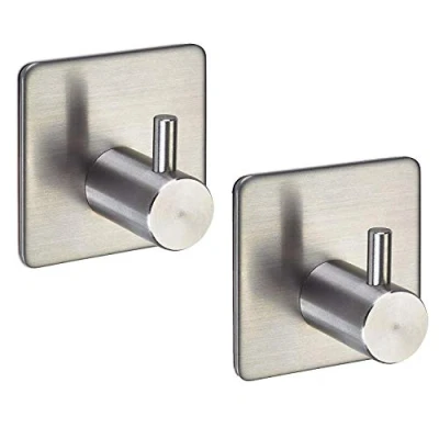 Immagine di 2 x Ganci da Parete PANDORA autoadesivi 3M Acciaio Inox antiruggine per Cucina &amp; Bagno Gancio Stoviglie Portasciugamani Adesivi Strofinacci di SO TECH®