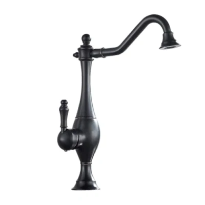 Immagine di Rubinetto Cucina Lavello, Anticato Vintage Stile Girevole A 360 Monocomando Ottone Miscelatore Con Regolazione Caldo E Freddo, Lavello Cucina, Nero