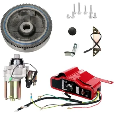 Immagine di Carkio Electric Start Kit Starter Motor Flywheel Switch Compatibile con Honda GX240 8HP GX270 9HP Engine Key Coil