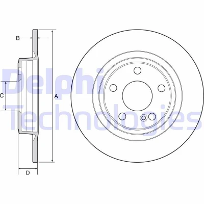 Immagine di DELPHI BG4558C Disco freno 295 10 5 pieno rivestito non trattato senza cuscinetto ruota, anello sensore ABS MERCEDES BENZ: Classe A, B