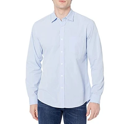 Immagine di Amazon Essentials Camicia Casual in Popeline a Maniche Lunghe vestibilità Regular Uomo, Blu Chiaro, M