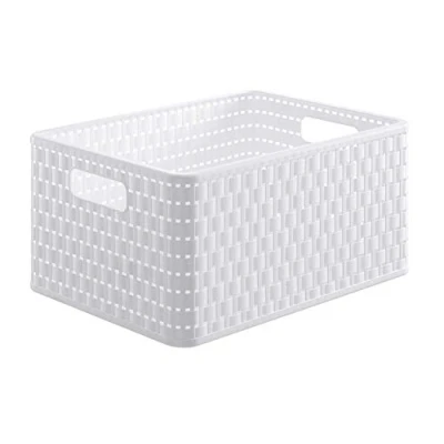 Immagine di Rotho Country Scatola di Conservazione in Rattan Look, Plastica (PP) senza BPA, Bianco, A4/18 L, 36.8 x 27.8 19.1 cm