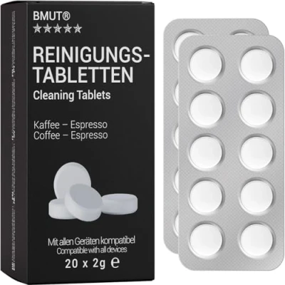 Immagine di 20 pastiglie detergenti per macchine da caffè automatiche, contro residui di olio caffè, Jura, Siemens, Delonghi, Krups, ecc.