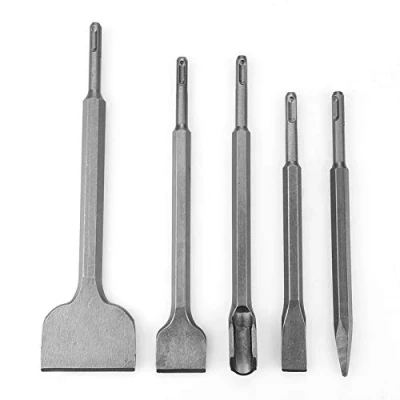 Immagine di Set di Scalpelli da 5 pezzi per SDS Plus, Scalpello Piastrelle, Larghi, Piatti, a Forma U, Punta Martelli Perforatori e Demolitori