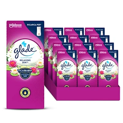 Immagine di Glade Touch &amp; Fresh Ricarica, Profumatore per Ambienti Mini Spray, Fragranza Relaxing Zen, Formato scorta da 12 Ricariche, 10ml (assortiti)