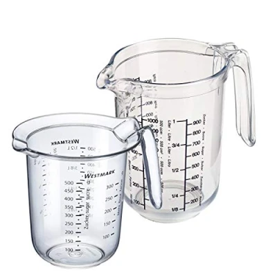 Immagine di Westmark Set da 2 Pezzi, Misurini 0,5 L e 1 L, Scala Graduata Multilingue, Plastica, Gerda, Trasparente, 306422E6