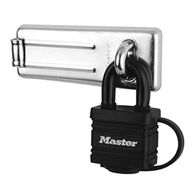 Immagine di Master Lock 7804704EURD Set Chiavistello a Barra Dritta e Lucchetto con Combinazione, Nero