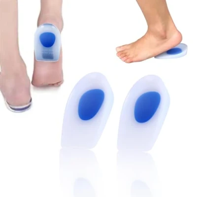 Immagine di cuscinetti per tallone, 1 paio di tallone in gel silicone Plantillas Fascitis Plantare sollievo dal dolore Solette 2 misure,Tallone silicone,Protezione del tallone(L 39 46)