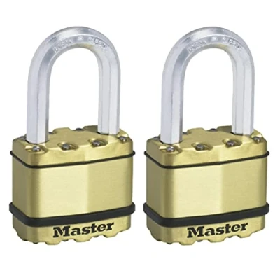 Immagine di MASTER LOCK Lucchetto ad Alta Sicurezza [Chiave] [Acciaio Laminato e Rivestimento Protettivo] [Esterno] [Arco M] [Set di 2] M5BEURTLF Ideale per Portali, Garage, Sconto