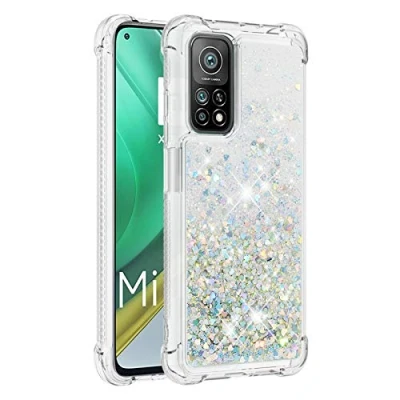 Immagine di KBIKO zxl Cover per Xiaomi Mi 10T, [Silver Back] Custodia Glitter di in Silicone TPU Pendenza Colore Diamond Brillantini ​Liquido Paraurti Antiurto Case 10T / Pro.Silver1 YBL