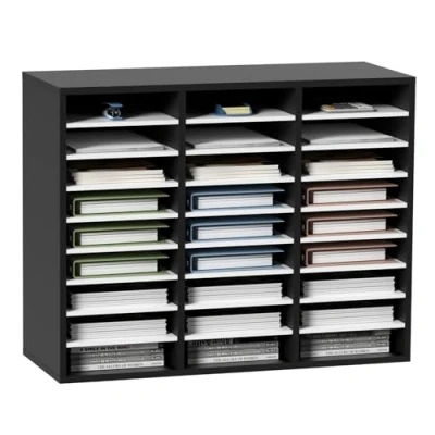 Immagine di VEVOR Cassetto Mobiletto Portadocumenti max. 27 Scomparti Portadocumenti, in Legno Materiale MDF Organizzatore Nero per Documenti Carte Riviste File Ufficio, Scuola