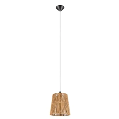 Immagine di Reality Leuchten Holm R31041026 Lampadario a sospensione in metallo nero opaco, paralume carta marrone, 1 lampadina E27