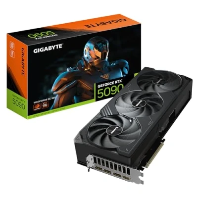 Immagine di Gigabyte GeForce RTX 5090 WINDFORCE OC 32G Scheda Grafica 32 GB GDDR7, 512 bit, PCI E 5.0, 2467MHz Frequenza Base, 3 x DP 2.1a, 1 HDMI 2.1b, NVIDIA DLSS 4, GV N5090WF3OC 32GD