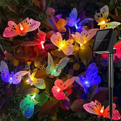 Immagine di ZVO Luci Esterno Energia Solari, 12 LED Farfalla Catena Luminosa Solare 8 Modalità Lucine Stringa Lampadine Decorative Multicolore Impermeabile IP65 Fatate Della per Giardino Festa Natale