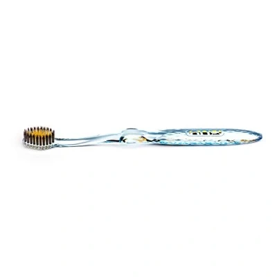 Immagine di Nano b Spazzolino manuale antibatterico 【oro e carbone di bambù】 Manico blu testa Pro, setole medie morbide contro sanguinamento, gomma sensibile ai denti rimozione profonda della placca custodia da viaggio