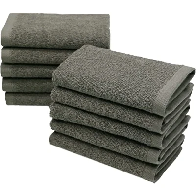 Immagine di ZOLLNER 10 lavette morbide e assorbenti asciugamani da mano viso lavabili a 95C cotone 30x30 cm graffite