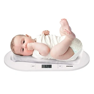 Immagine di Grundig Bilancia Neonato Digitale Precisione 10 Grammi Max 20 Chili Pesapersone Funzione Tara Accessori Utili Bilanciamo Bianco
